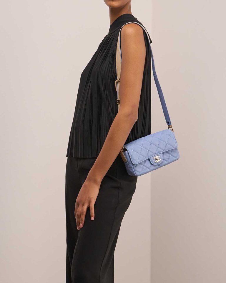 Chanel Timeless Single Flap Small Caviar / Lamb Blue / Beige Front | Sell your designer bag