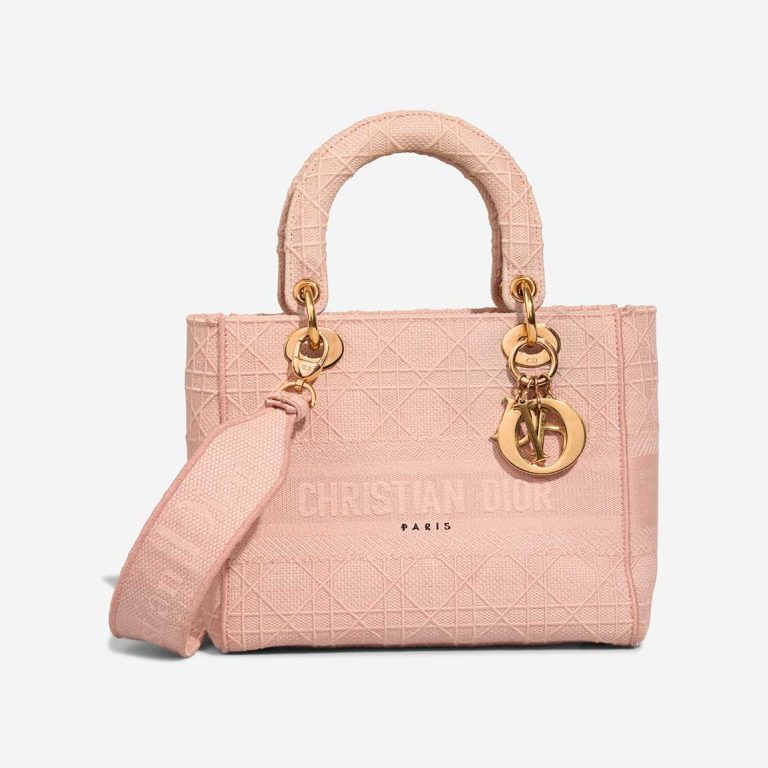 Dior Lady D-Lite Medium Canvas Pink Front | Sell your designer bag