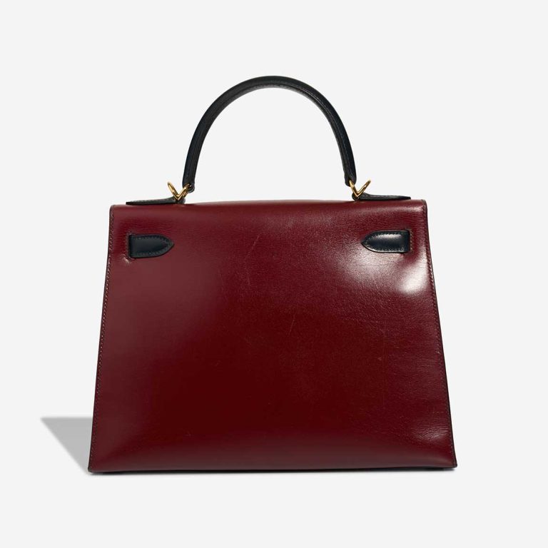 Hermès Kelly 28 Box Bleu Marine / Rouge H / Vert Foncé | Sell your designer bag