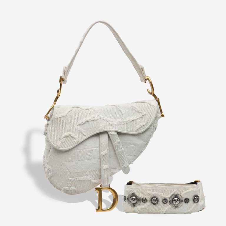 Dior Saddle Camouflage Medium Canvas White Front | Sell your designer bag