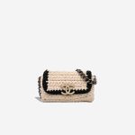 Chanel Fancy Crochet Flap Bag Medium Neoprene White / Black Front | Sell your designer bag