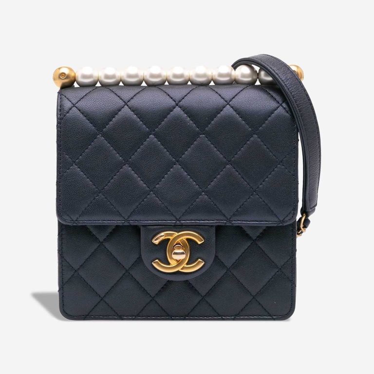 Chanel Timeless Mini Square Pearl / Lamb Dark Blue Front | Sell your designer bag