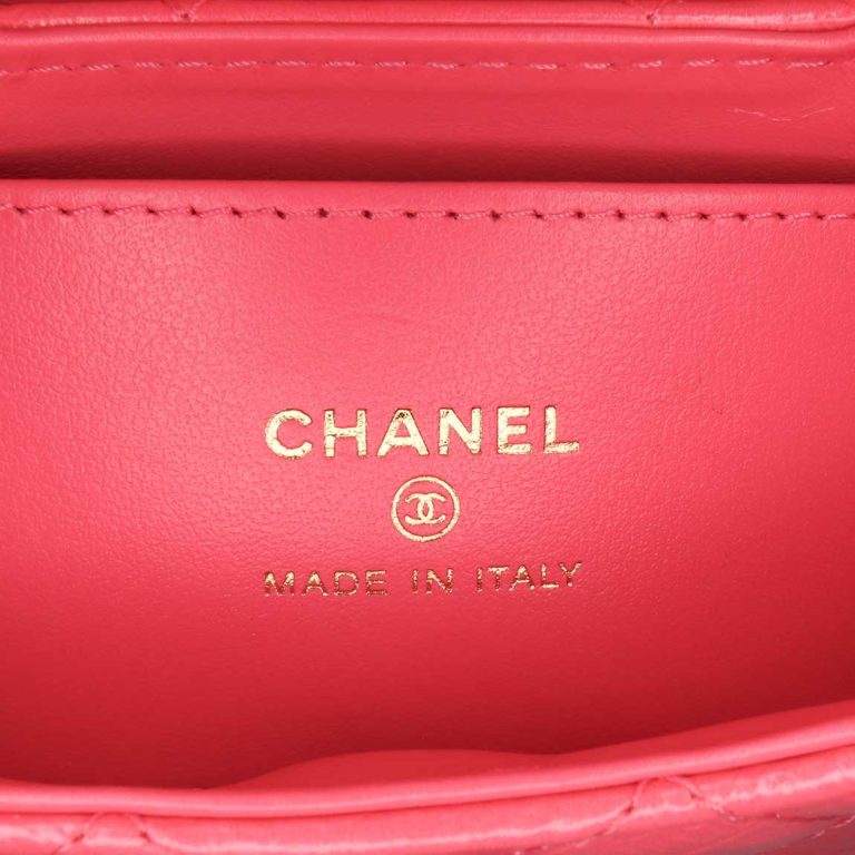 Chanel Kelly Micro Crinkled Calf Pink Logo | Sell your designer bag