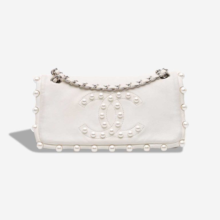 Chanel Pearl Obsession Flap Bag Lamb White Front | Sell your designer bag