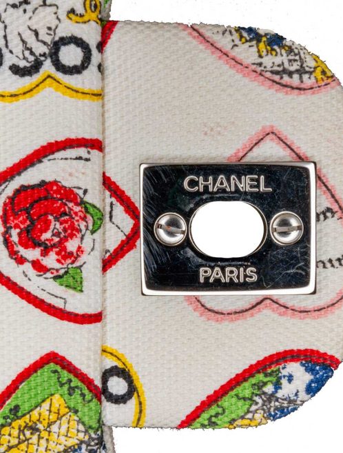 Chanel Small Canvas Valentine Heart White / Multicolour Closing System | Sell your designer bag