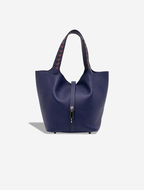 Hermès Picotin Tressage 22 Epsom Bleu Royal / Black / Rouge Duchesse Front | Sell your designer bag