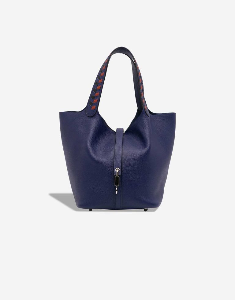 Hermès Picotin Tressage 22 Epsom Bleu Royal / Black / Rouge Duchesse Front | Sell your designer bag