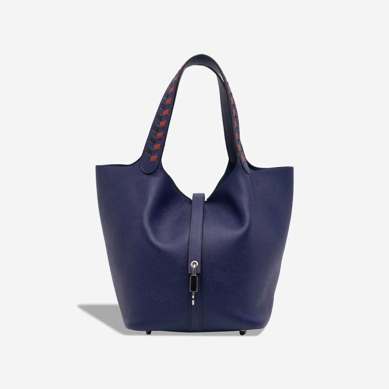 Hermès Picotin Tressage 22 Epsom Bleu Royal / Black / Rouge Duchesse Front | Sell your designer bag