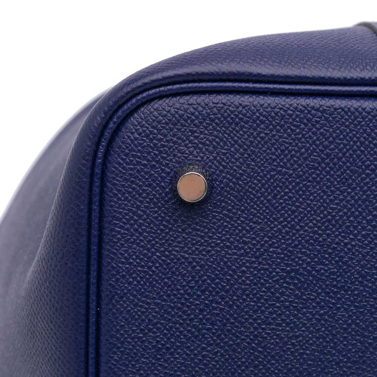 Hermès Picotin Tressage 22 Epsom Bleu Royal / Black / Rouge Duchesse Signs of wear | Sell your designer bag