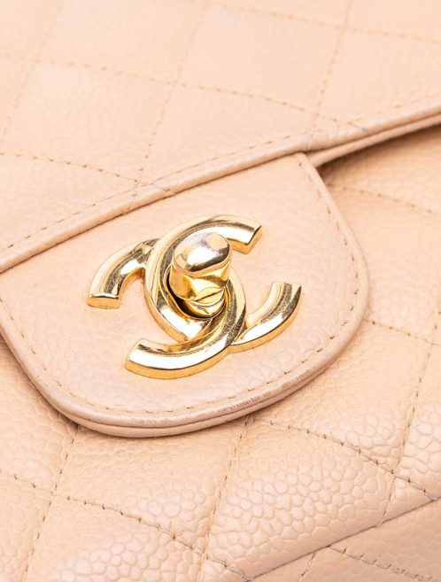 Chanel Timeless Medium Caviar Light Beige Closing System | Sell your designer bag