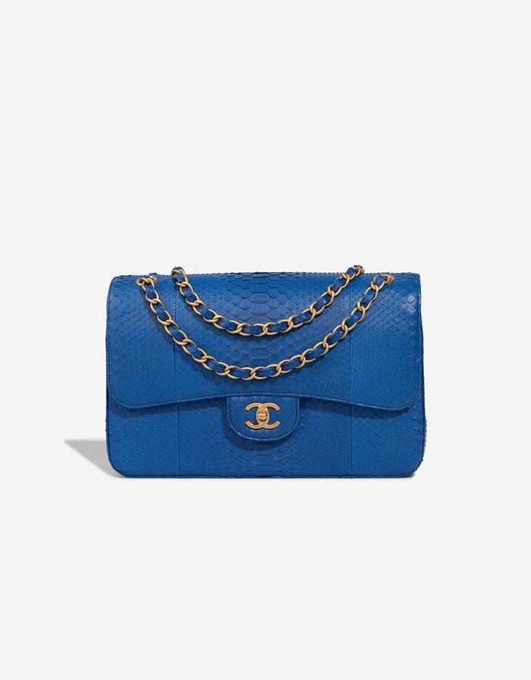 Chanel Timeless Jumbo Python Blue Front | Sell your designer bag