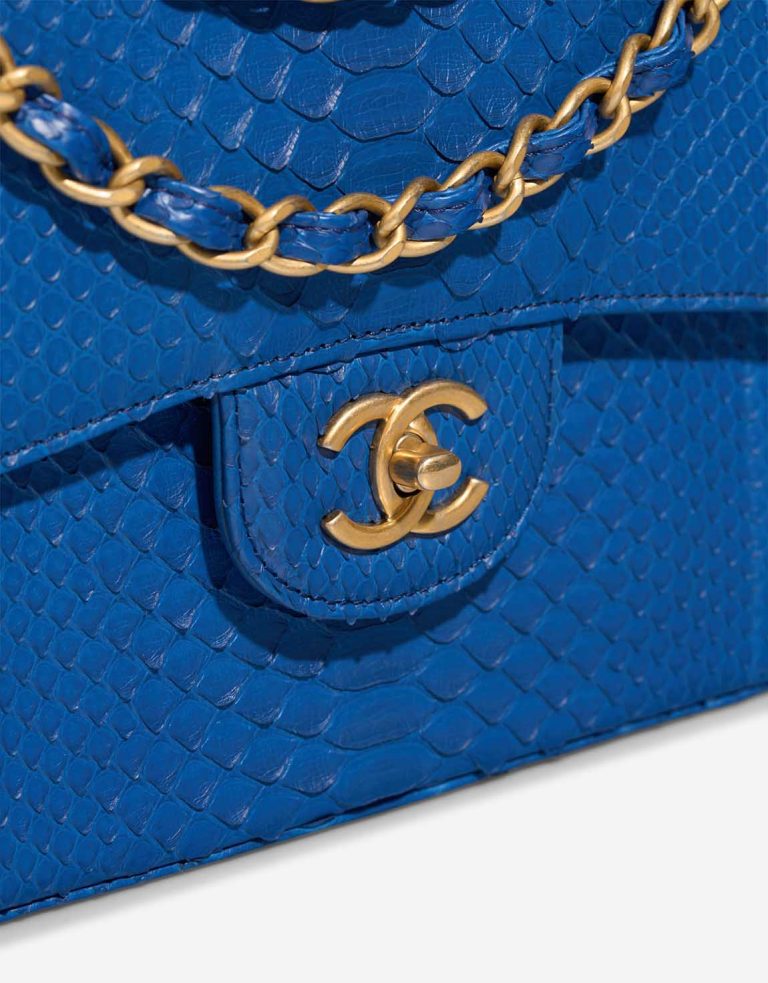 Chanel Timeless Jumbo Python Blue Closing System | Sell your designer bag