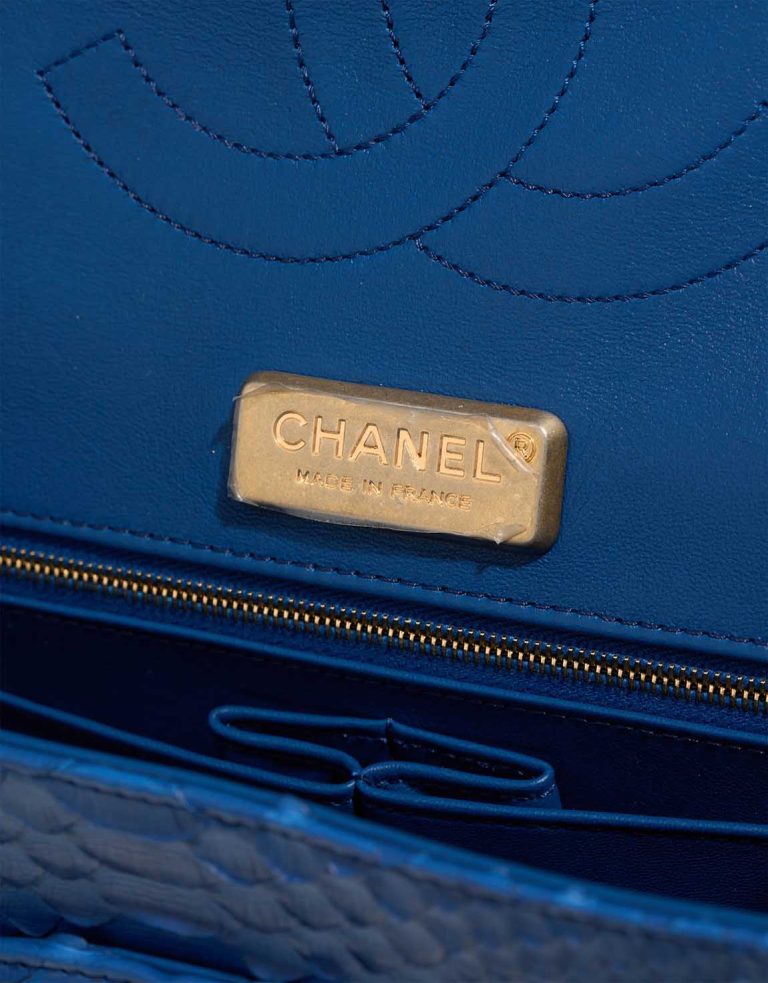 Chanel Timeless Jumbo Python Blue Logo | Sell your designer bag