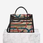 Hermès Kelly 32 Cavalcadour Toile / Swift Black / Multicolour Front | Sell your designer bag