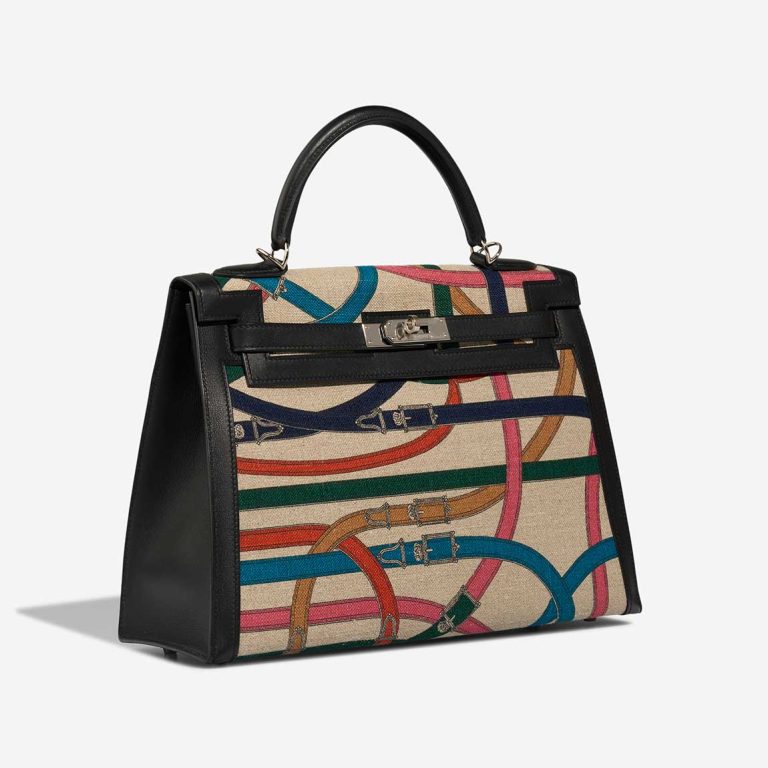 Hermès Kelly 32 Cavalcadour Toile / Swift Black / Multicolour | Sell your designer bag