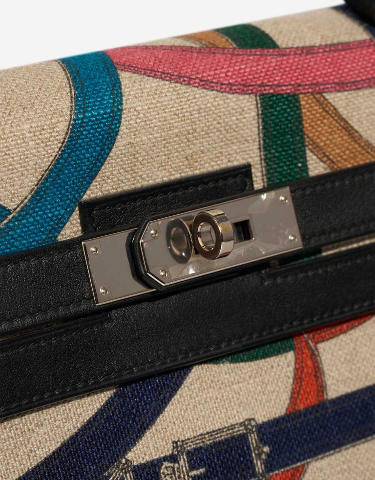 Hermès Kelly 32 Cavalcadour Toile / Swift Black / Multicolour Closing System | Sell your designer bag
