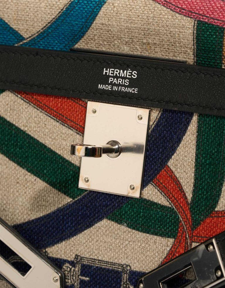 Hermès Kelly 32 Cavalcadour Toile / Swift Black / Multicolour Logo | Sell your designer bag