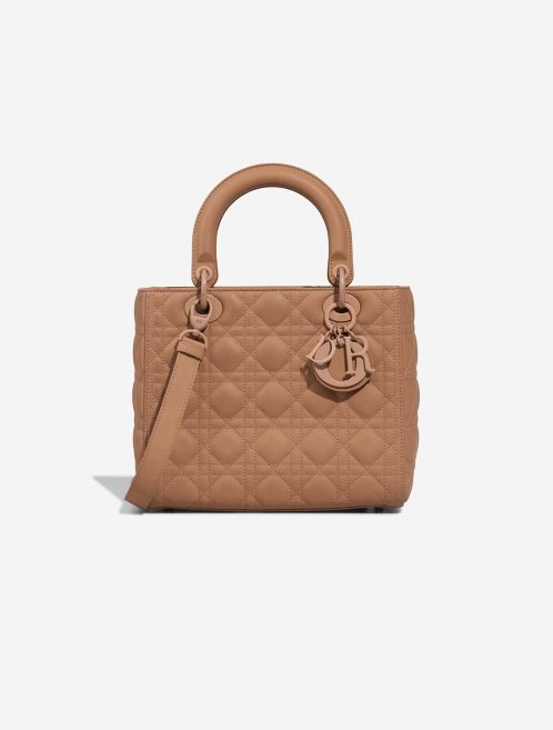 Dior Lady Medium Lamb Beige Rosé Front | Sell your designer bag