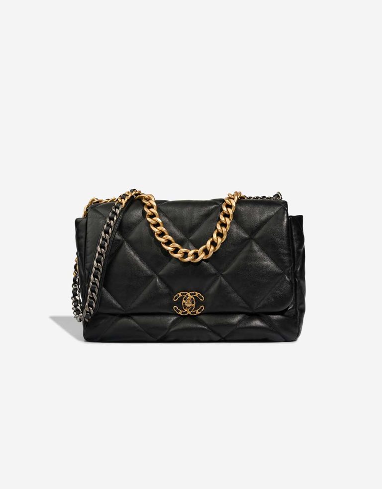 Chanel 19 Large Flap Bag Lamb Black Front | Sell your designer bag