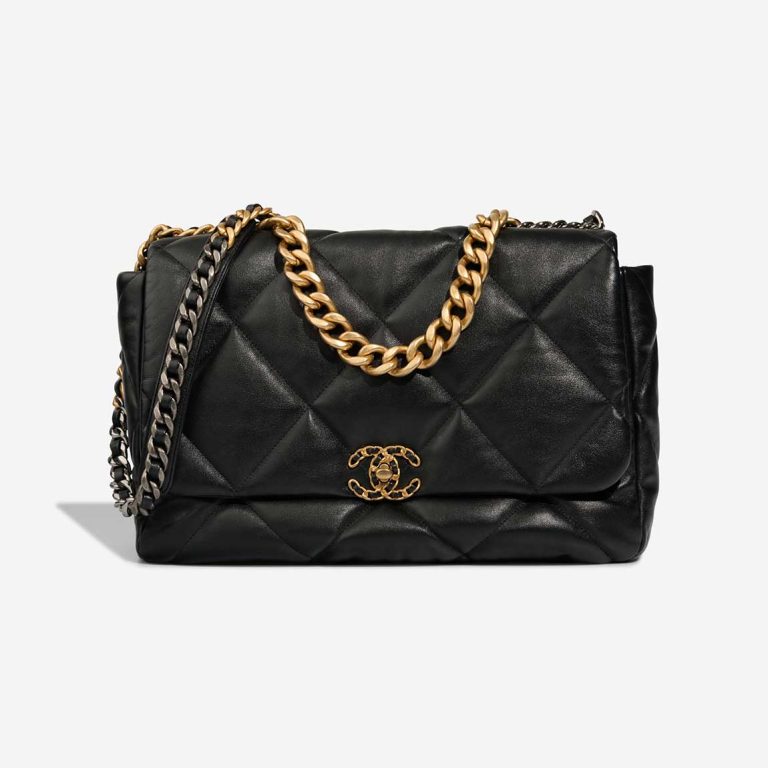 Chanel 19 Large Flap Bag Lamb Black Front | Sell your designer bag