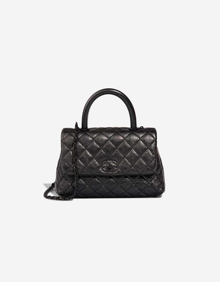 Chanel Timeless Handle Small Crinkled Calf So Black Front | Sell your designer bag