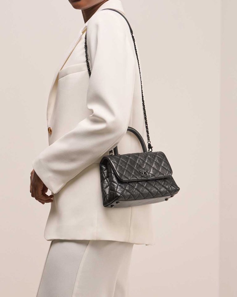 Chanel Timeless Handle Small Crinkled Calf So Black Front | Sell your designer bag