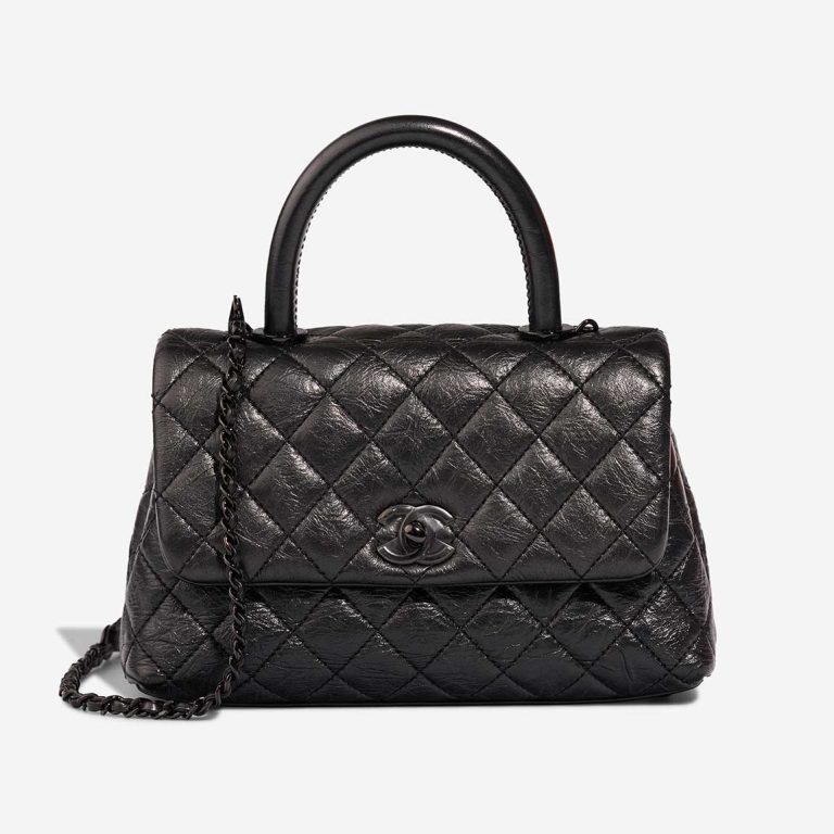 Chanel Timeless Handle Small Crinkled Calf So Black Front | Sell your designer bag