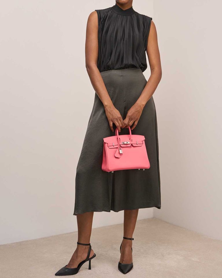 Hermès Birkin 25 Swift Rose Azalée on Model | Sell your designer bag