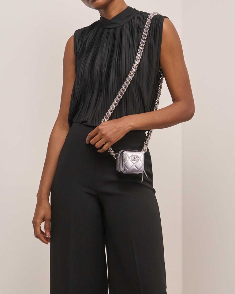 Chanel Timeless Micro Lamb Silver Front | Sell your designer bag