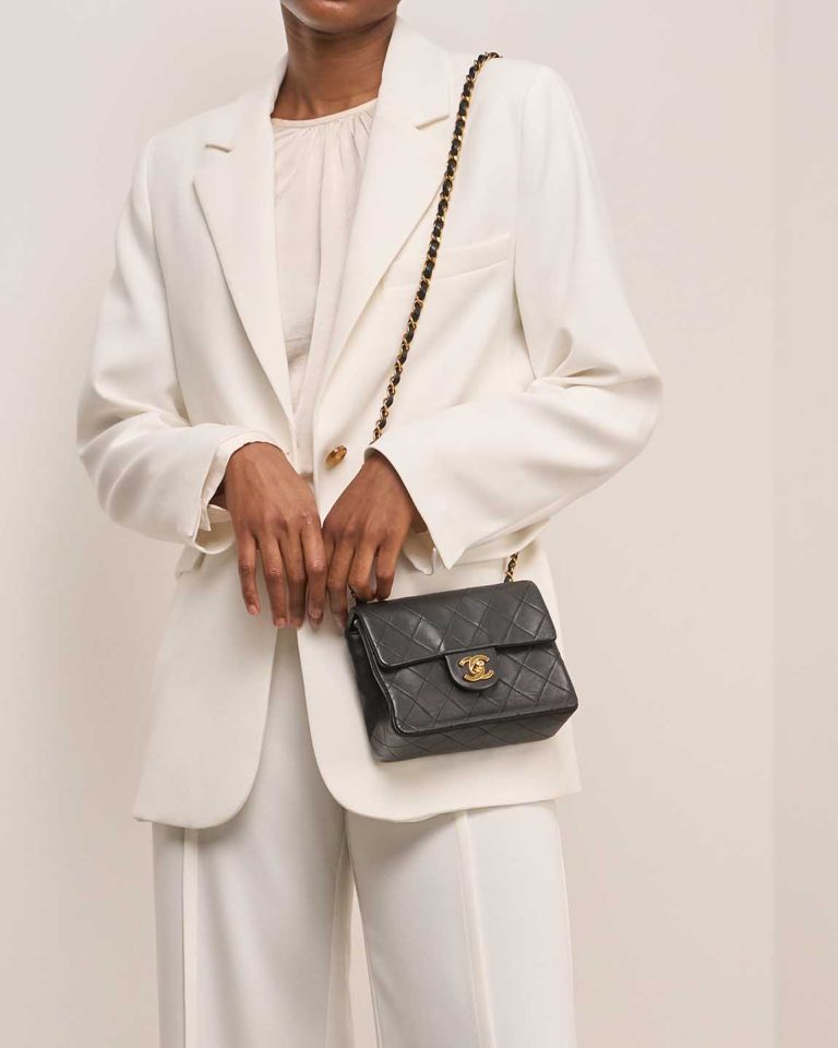 Chanel Timeless Mini Square Lamb Black Front | Sell your designer bag