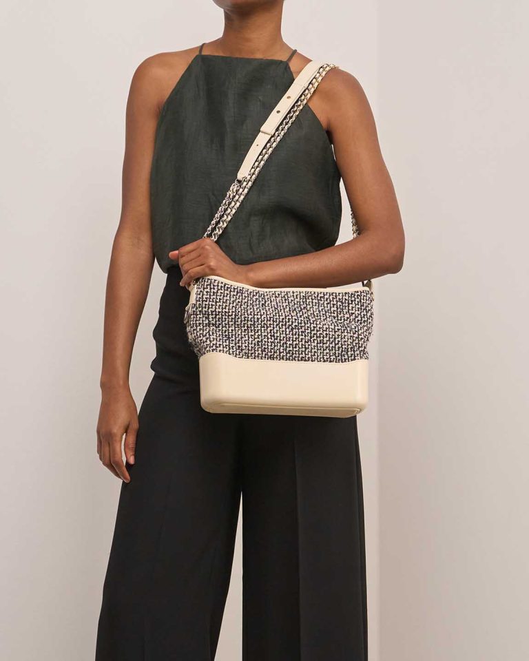 Chanel Gabrielle Medium Tweed Beige Front | Sell your designer bag