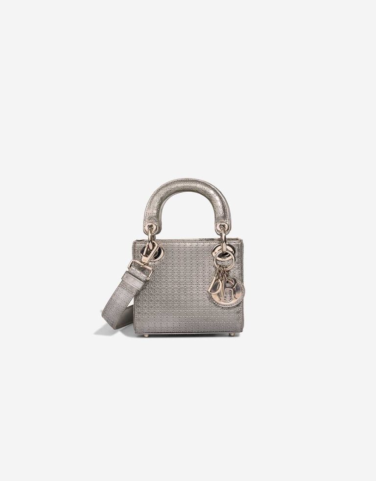 Dior Lady Micro Calf Silver Front | Sell your designer bag