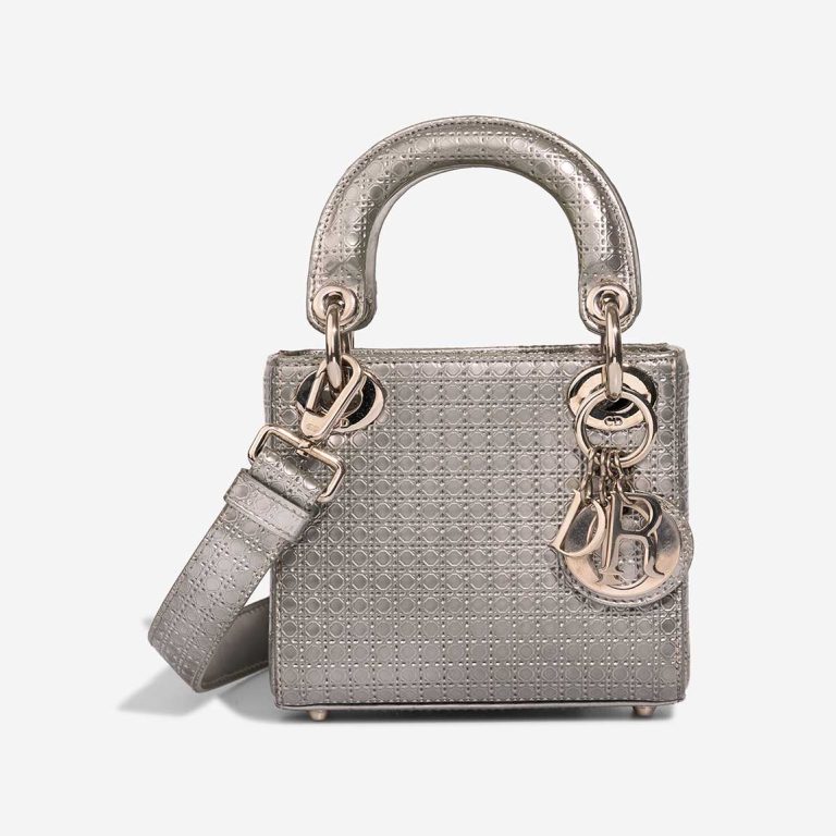 Dior Lady Micro Calf Silver Front | Sell your designer bag