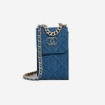 Chanel 19 Phone Holder Denim Blue Front | Sell your designer bag