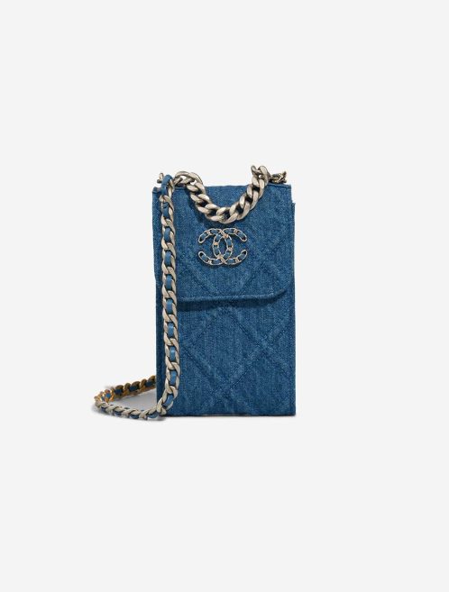 Chanel 19 Phone Holder Denim Blue Front | Sell your designer bag