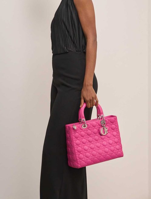 Dior Lady Large Calf Pink on Model | Sell your designer bag