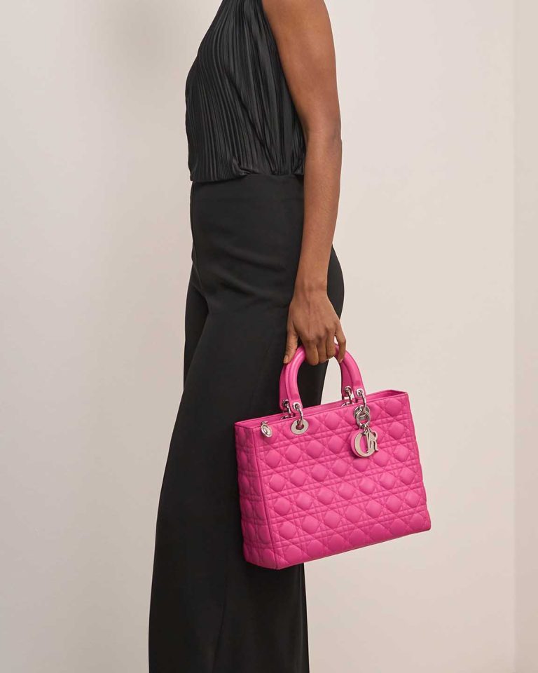 Dior Lady Large Calf Pink on Model | Sell your designer bag