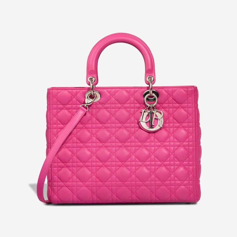 Dior Lady Large Calf Pink Front | Sell your designer bag