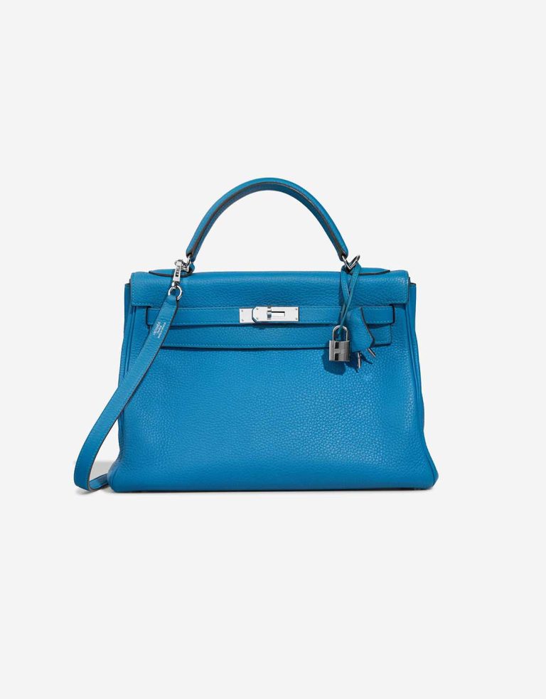 Hermès Kelly 32 Clémence Bleu Hydra Front | Sell your designer bag