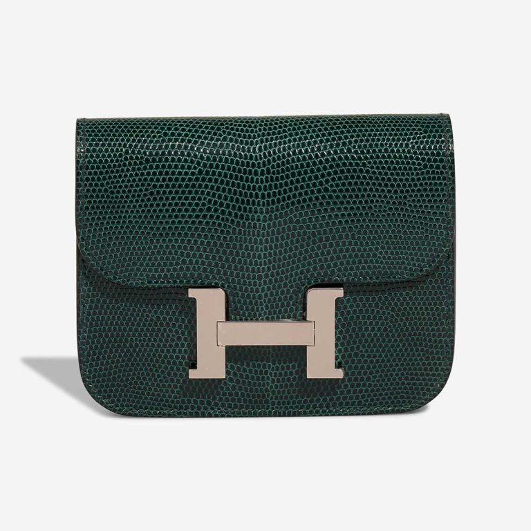 Hermès Constance Slim Wallet Niloticus Lizard Vert Cyprès Front | Sell your designer bag