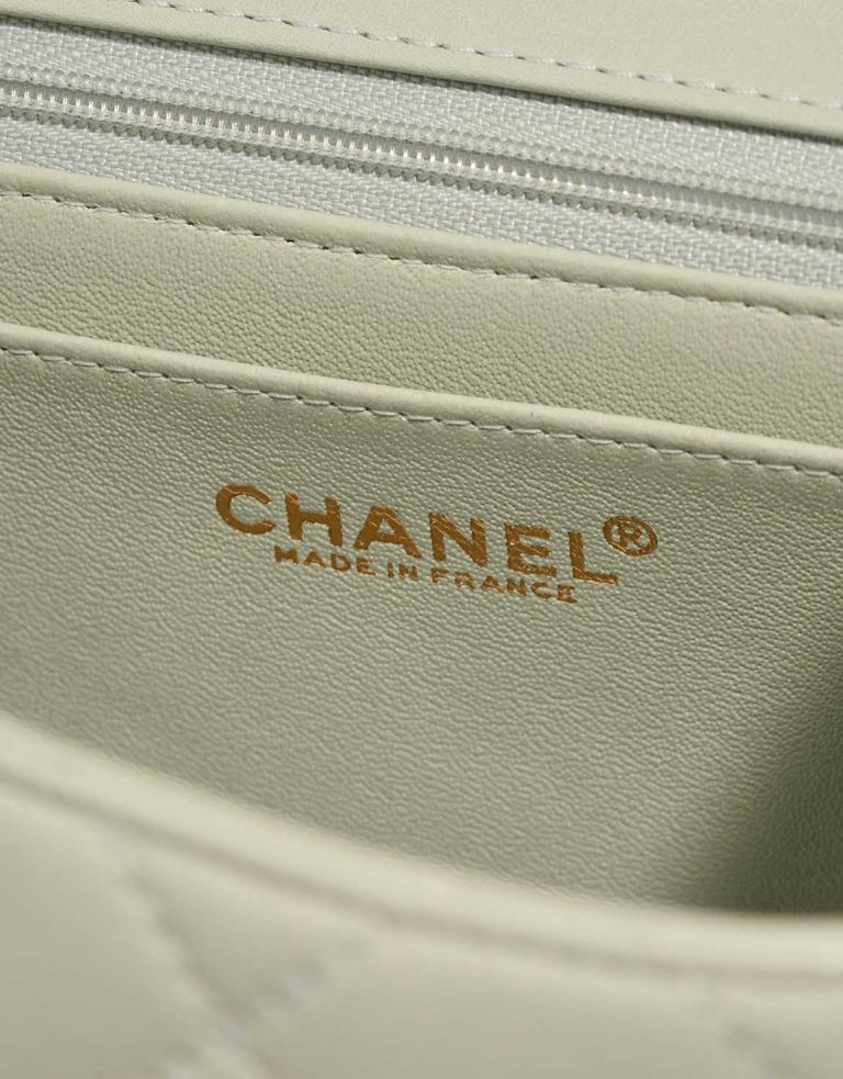 Chanel Timeless Handle Medium Lamb Mint Logo | Sell your designer bag