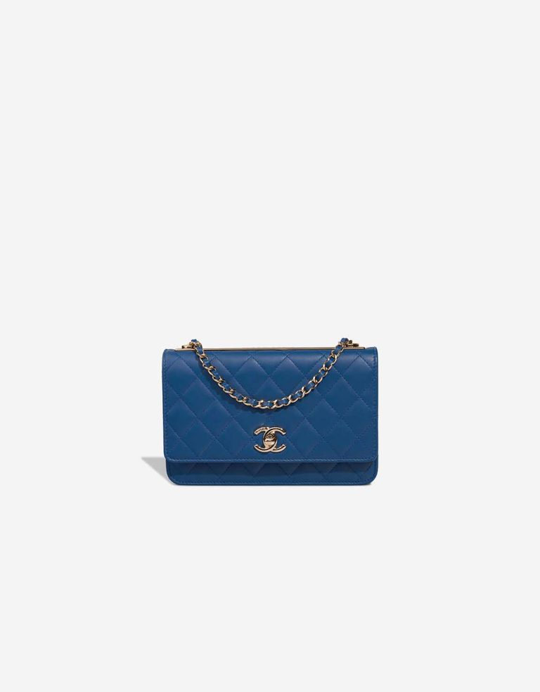 Chanel Timeless Wallet On Chain Lamb Blue Front | Sell your designer bag