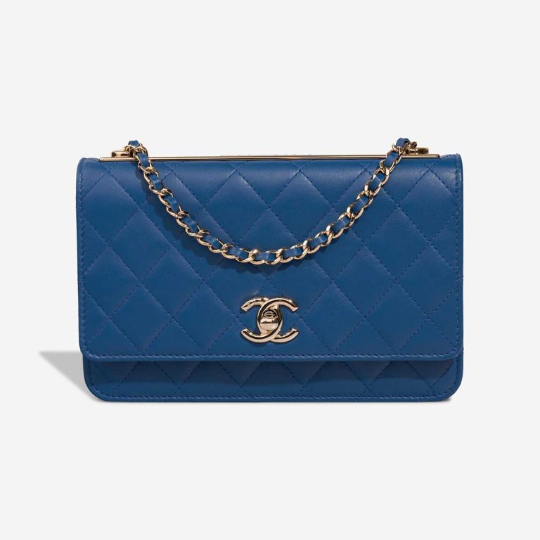 Chanel Timeless Wallet On Chain Lamb Blue Front | Sell your designer bag