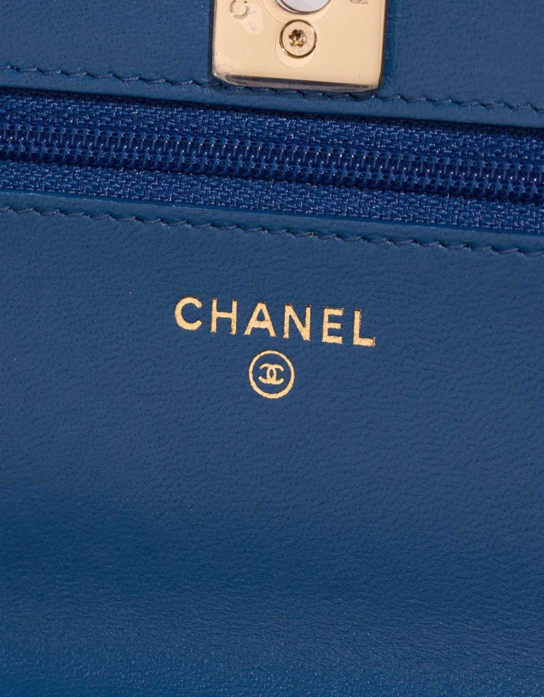 Chanel Timeless Wallet On Chain Lamb Blue Logo | Sell your designer bag