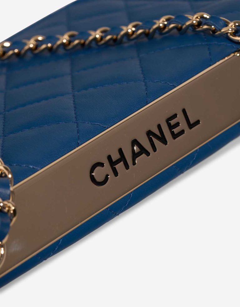 Chanel Timeless Wallet On Chain Lamb Blue Signs of wear | Sell your designer bag