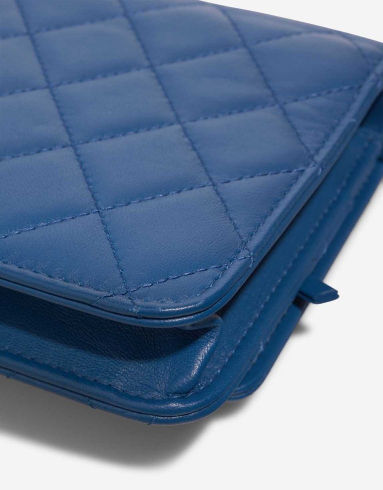 Chanel Timeless Wallet On Chain Lamb Blue Signs of wear | Sell your designer bag