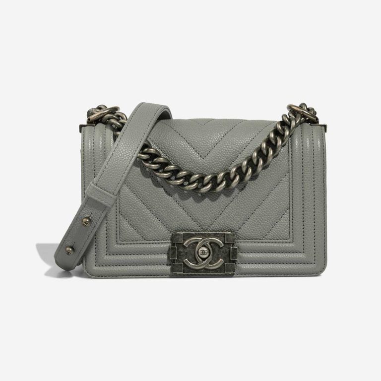 Chanel Boy Small Caviar Grey Front | Sell your designer bag