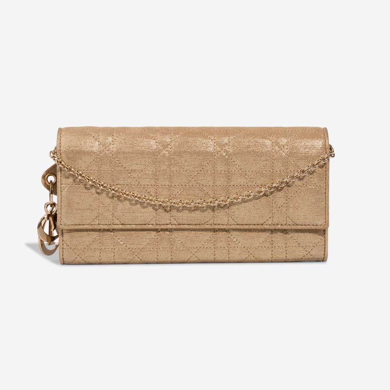 Dior Clutch with Chain Small Lamb Metallic Gold Front | Sell your designer bag