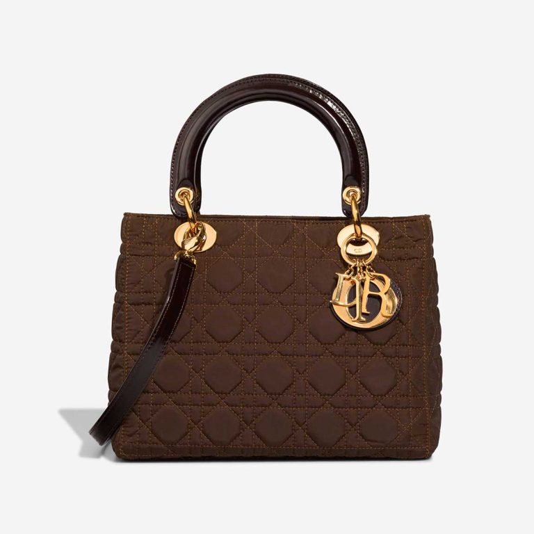 Dior Lady Medium Nylon Brown Front | Sell your designer bag
