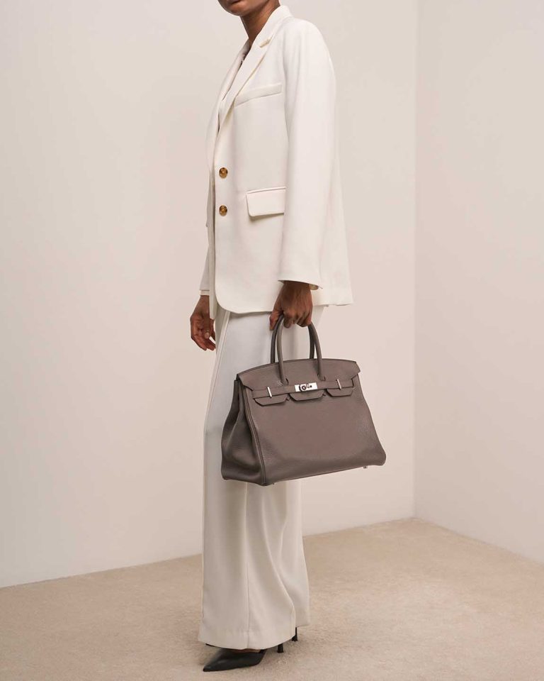 Hermès Birkin 35 Clémence Gris Étain on Model | Sell your designer bag